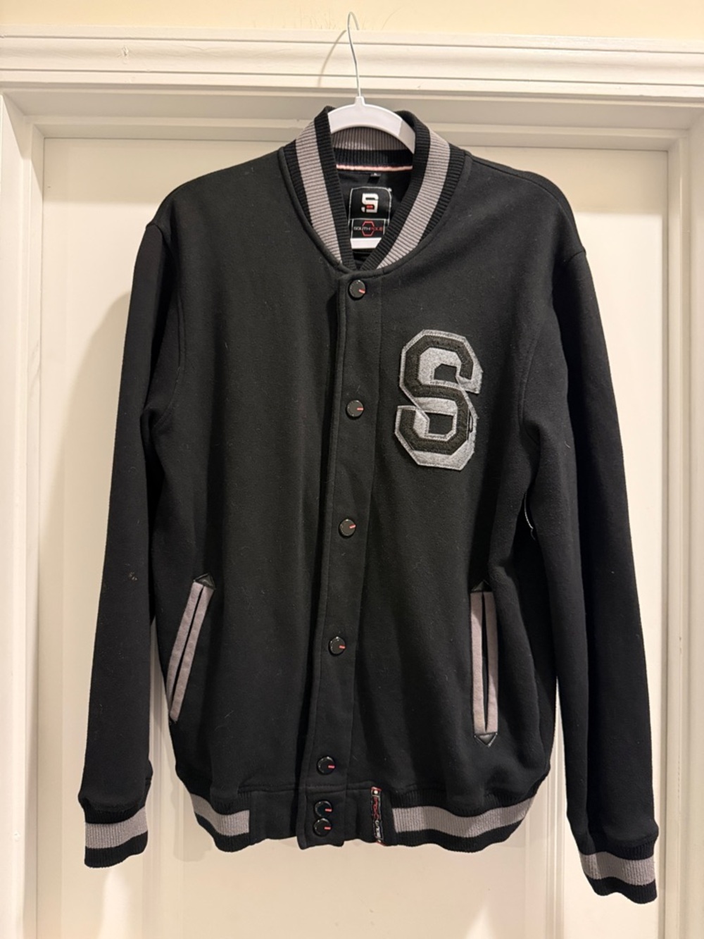 South Pole Black Varsity Jacket with Gray Trim